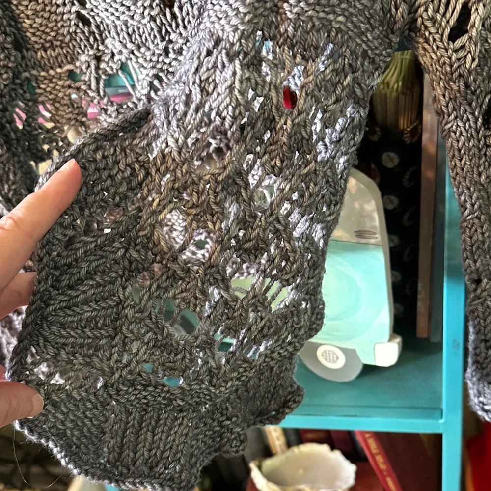 Handmade Wool Gray Women's Knit Lace Shrug